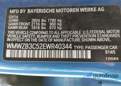 2014 Mini Countryman Cooper z USA, uszkodzony, nr VIN WMWZB3C52EWR40344